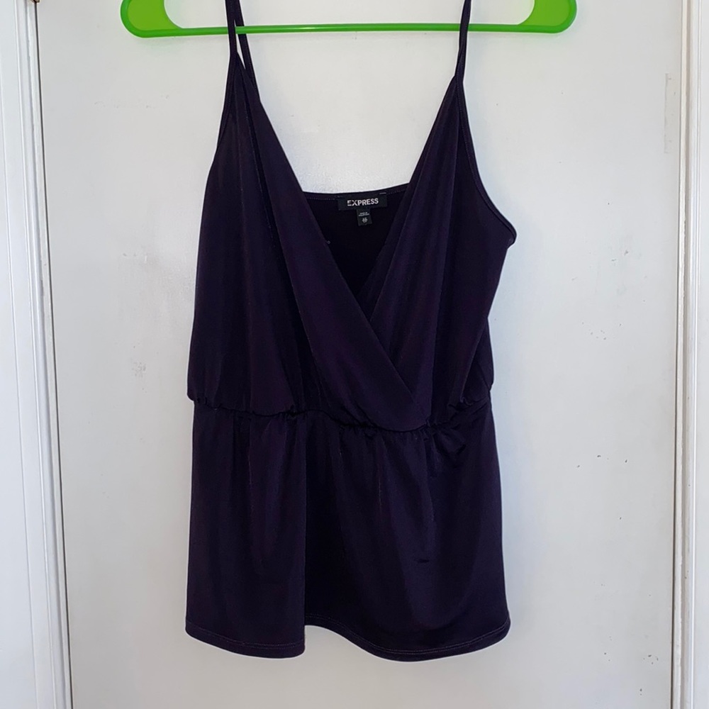 Purple v neck wrap tank top blouse